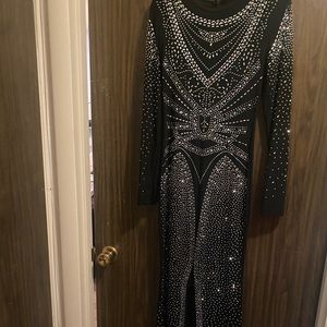 Rhinestone dress with split